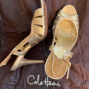 Cole Haan gold heels with Nike sore